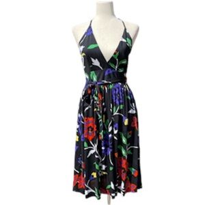Nieves Lavi Colorful Floral Halter Wrap Dress.